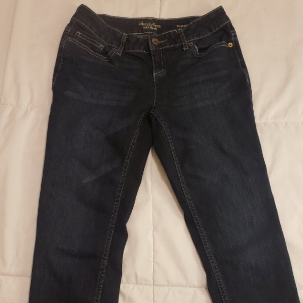 Women's Simply Vera Jeans Size 4 Vera Wang Flap Pocket Dark Wash Straight Leg